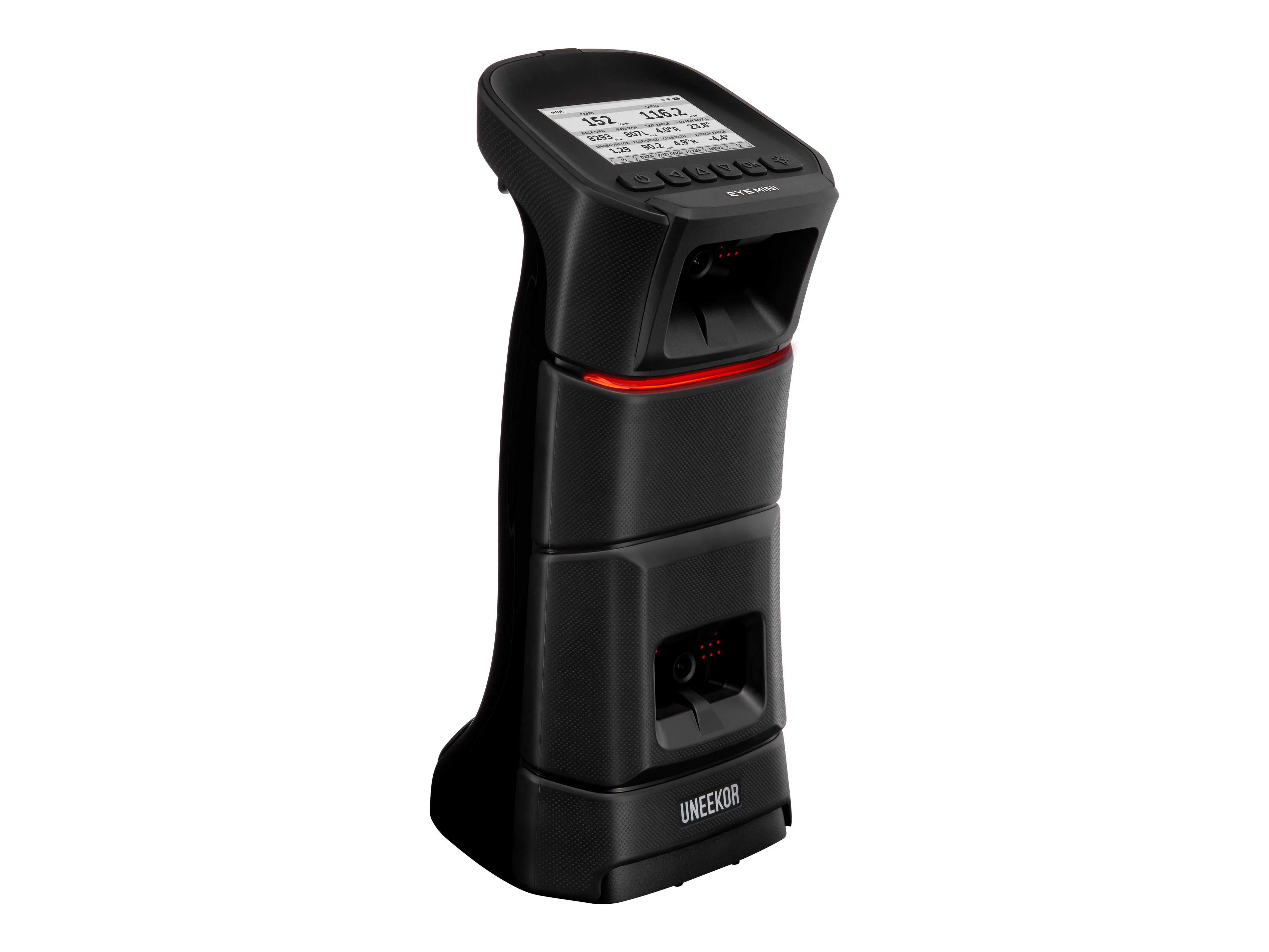 Uneekor Eye Mini launch monitor, three-quarter view